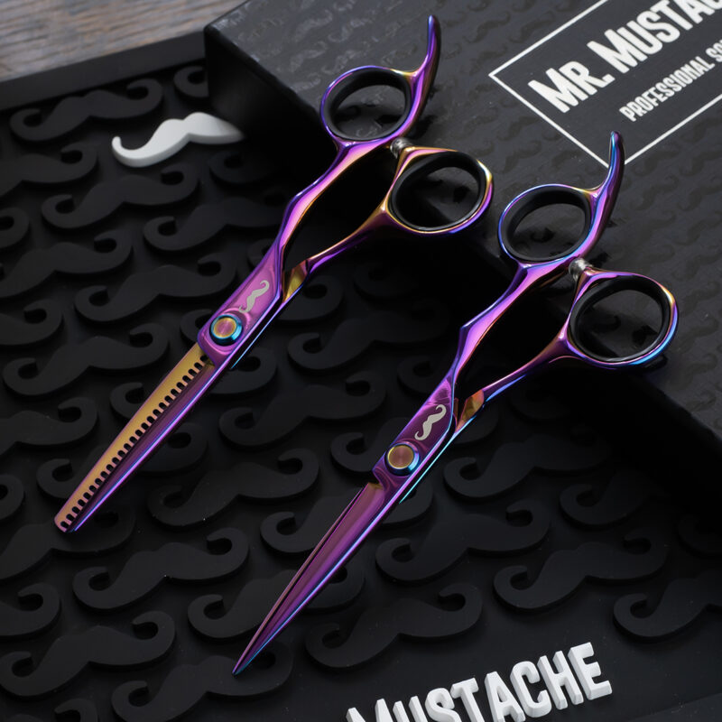 Alternative view of Zestaw Nożyczki + Degażówki fryzjerskie Mr. Mustache RAINBOW 440C 5,5"